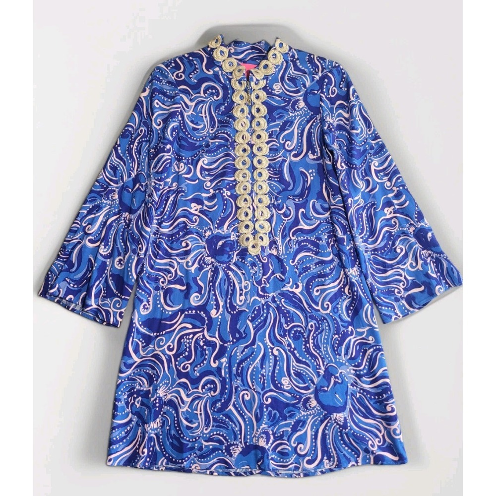 Lilly Pulitzer Gracelynn Stretch Shift Dress Size 00 Coastal Blue Above the Knee